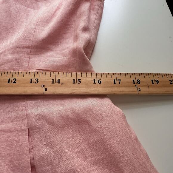 Lafayette 148 Midi Dress Size 6 Pin Linen Cap Sleeves Slined Sheath Preppy - Picture 4 of 9